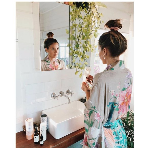 Boho Floral print Peacock Kimono Beach Cover up - Picture 2 of 9